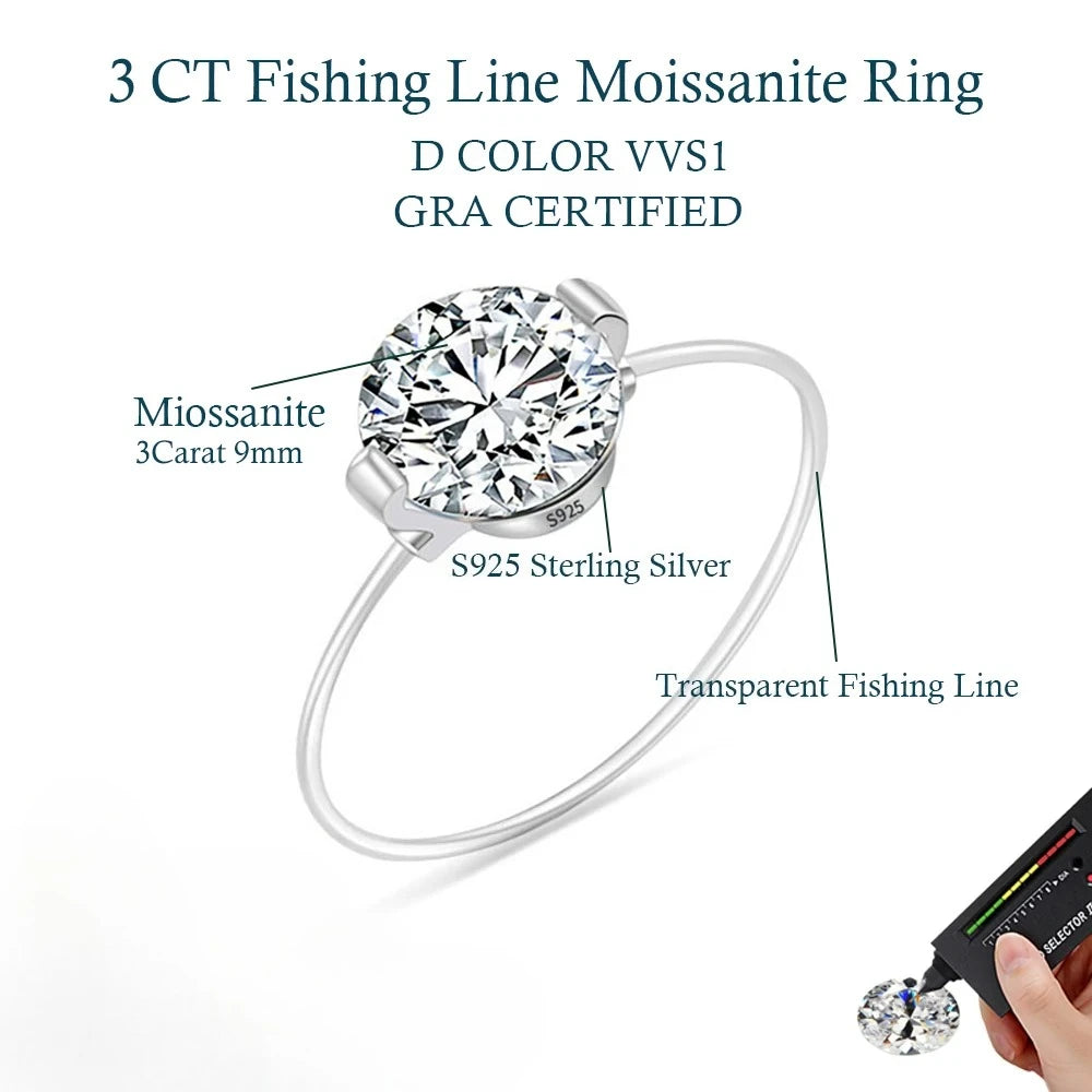 Moissanite Engagement Ring 1 Carat S925 Silver Wedding Band for Women