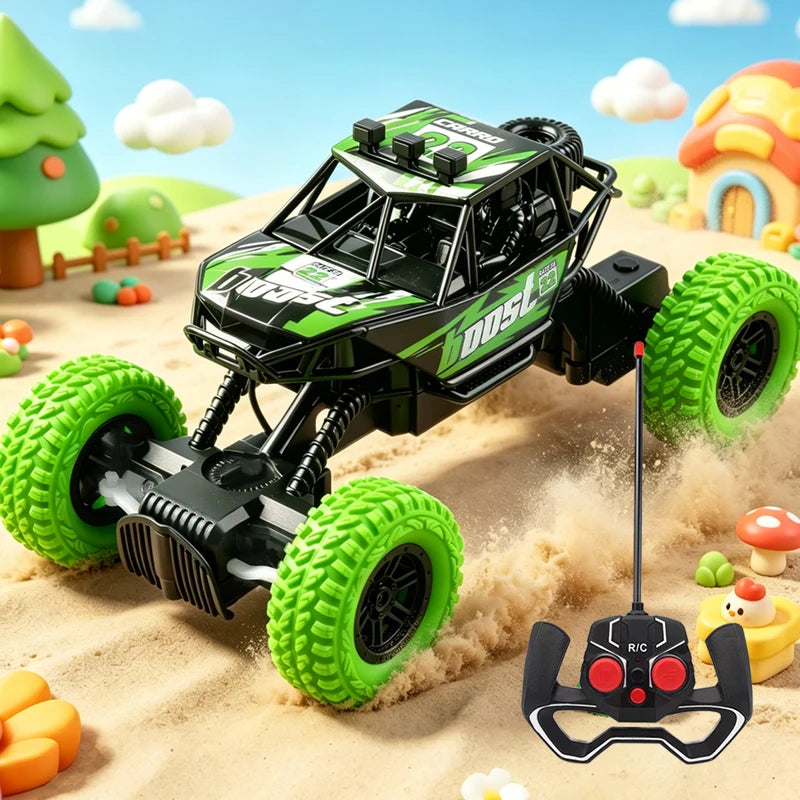 Remote Control Off-Road Car with Colorful Flashing Lights and Rubber Wheels - Suitable for Kids