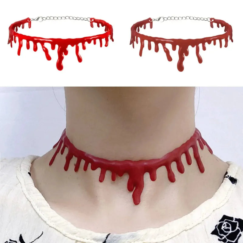 Halloween Bloody Dripping Necklace Horror Vampire Choker Cosplay Accessory