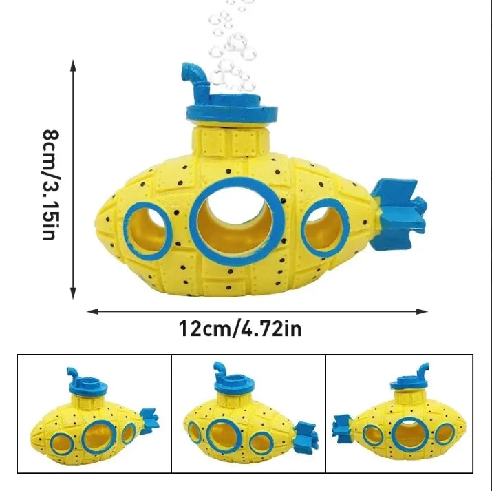 Aquarium Submarine Decoration - Fish Tank Resin Shelter & Landscape Ornament