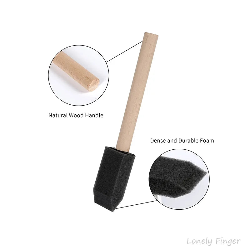 Set of 10/20 Foam Paint Brushes for Varnishes & Staining - Reusable Sponge Brushes with Wood Handles