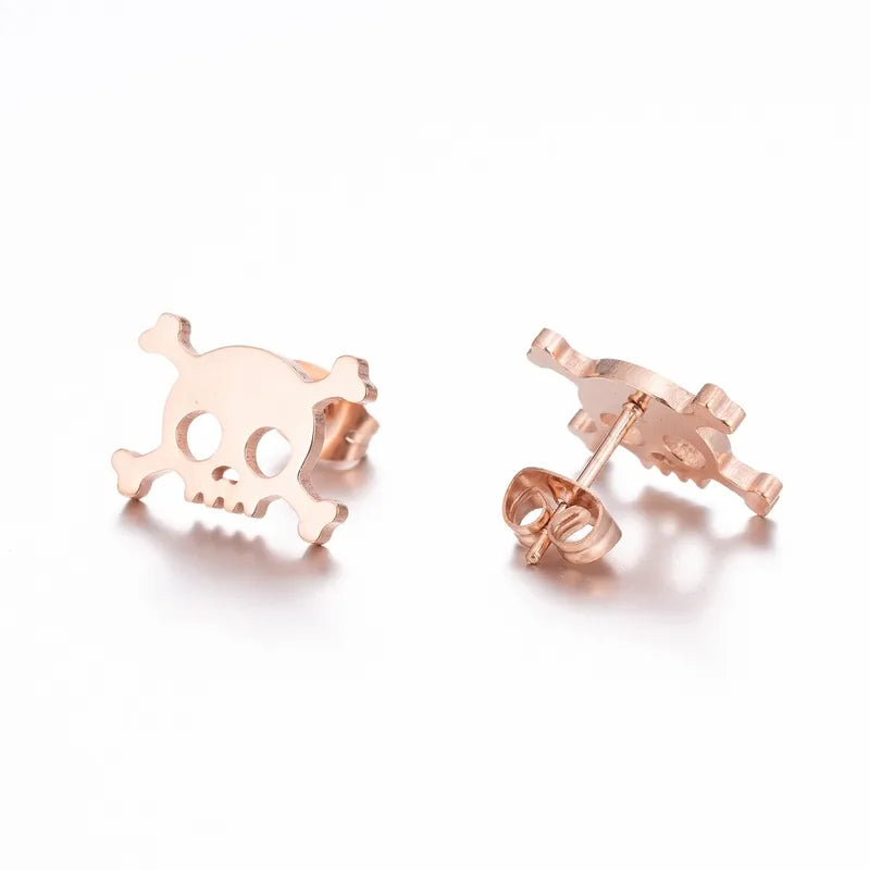 Halloween Skull Earrings for Women - Stainless Steel Gothic Jewelry, Multiple Colors