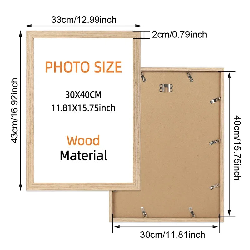 30x40cm Black & White Wood Grain Photo Frame Wall Art Poster Canvas Decor
