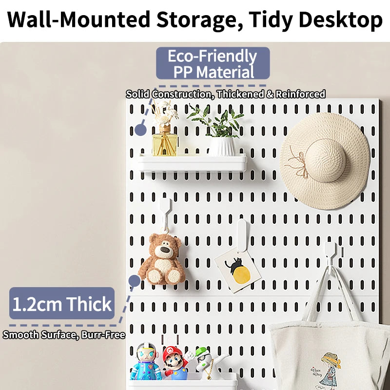 Home Storage Pegboard Wall Rack - Drill-Free Mount for Organizing Household Items