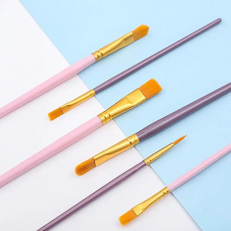10Pcs Artist Paint Brush Set Nylon Watercolor & Oil Painting Brushes