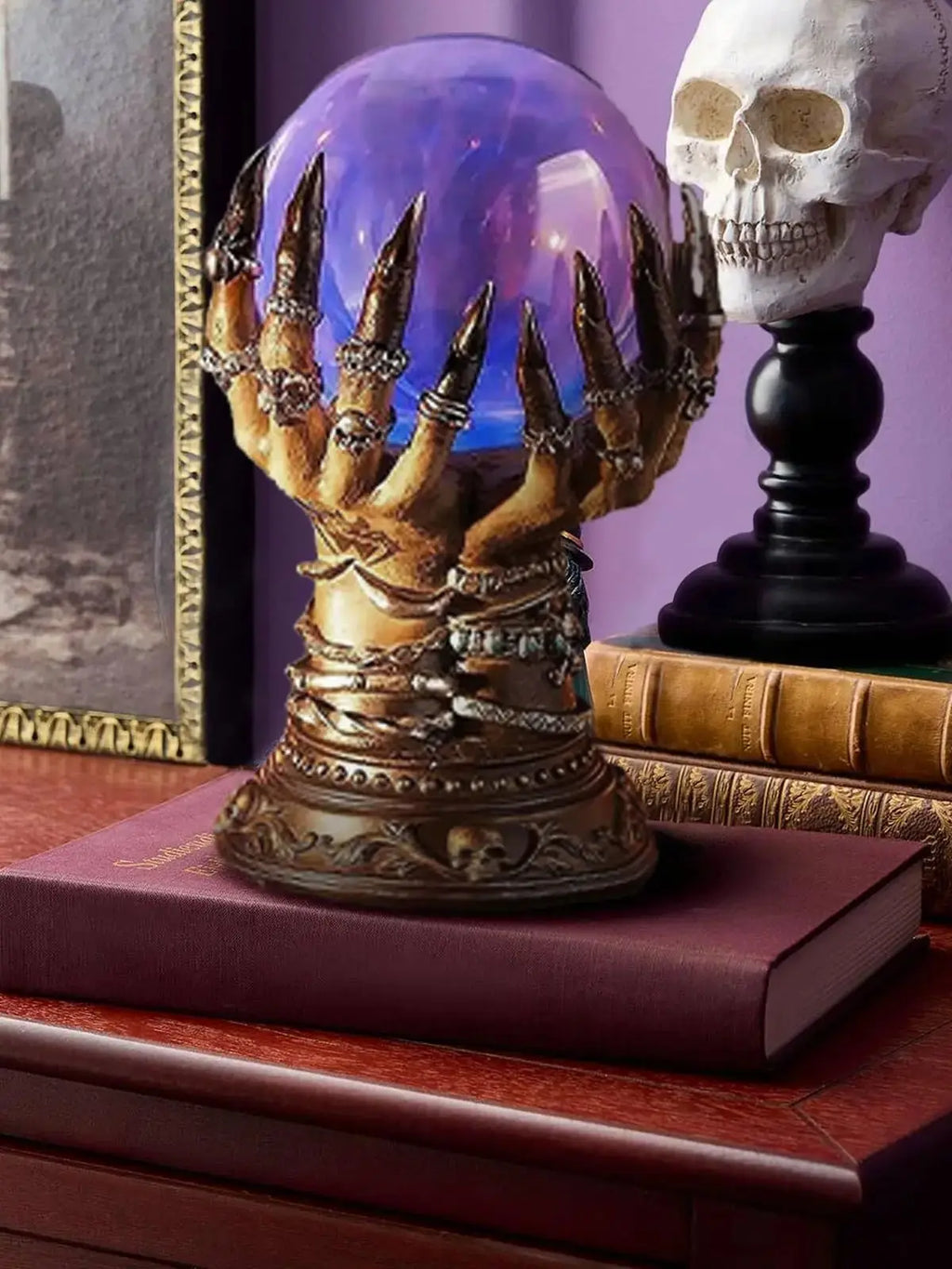 Gothic Skeleton Hand Crystal Ball LED Night Light - Witchcraft Home Decor