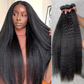 Brazilian Human Hair Bundles Kinky Straight Virgin Hair 30 Inch Coarse Yaki Sew In Extensions