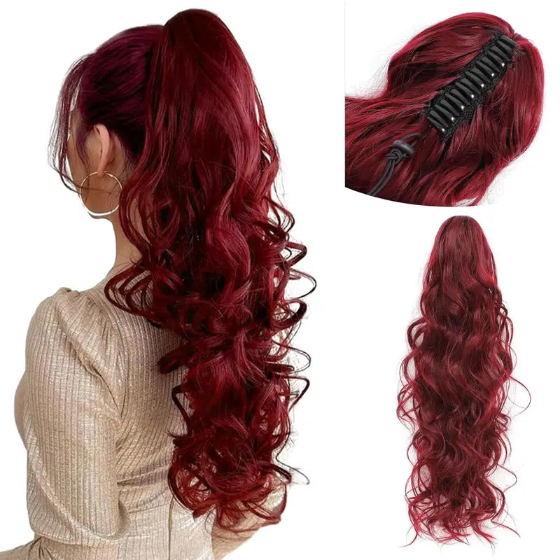 Synthetic Ponytail Extension with Claw Clip - Wavy Curly Hair Pieces for Women