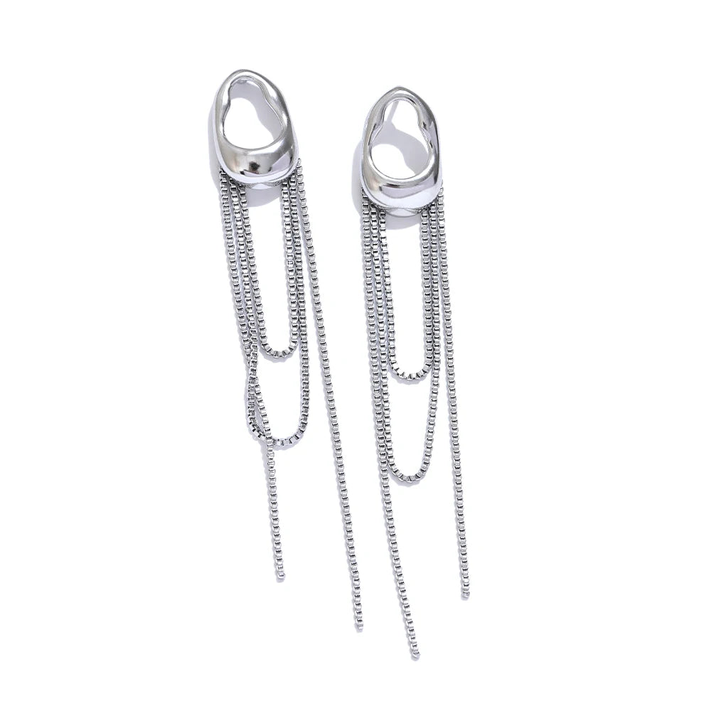 Geometric Tassel Chain Drop Dangle Earrings for Women - Waterproof Jewelry Gift
