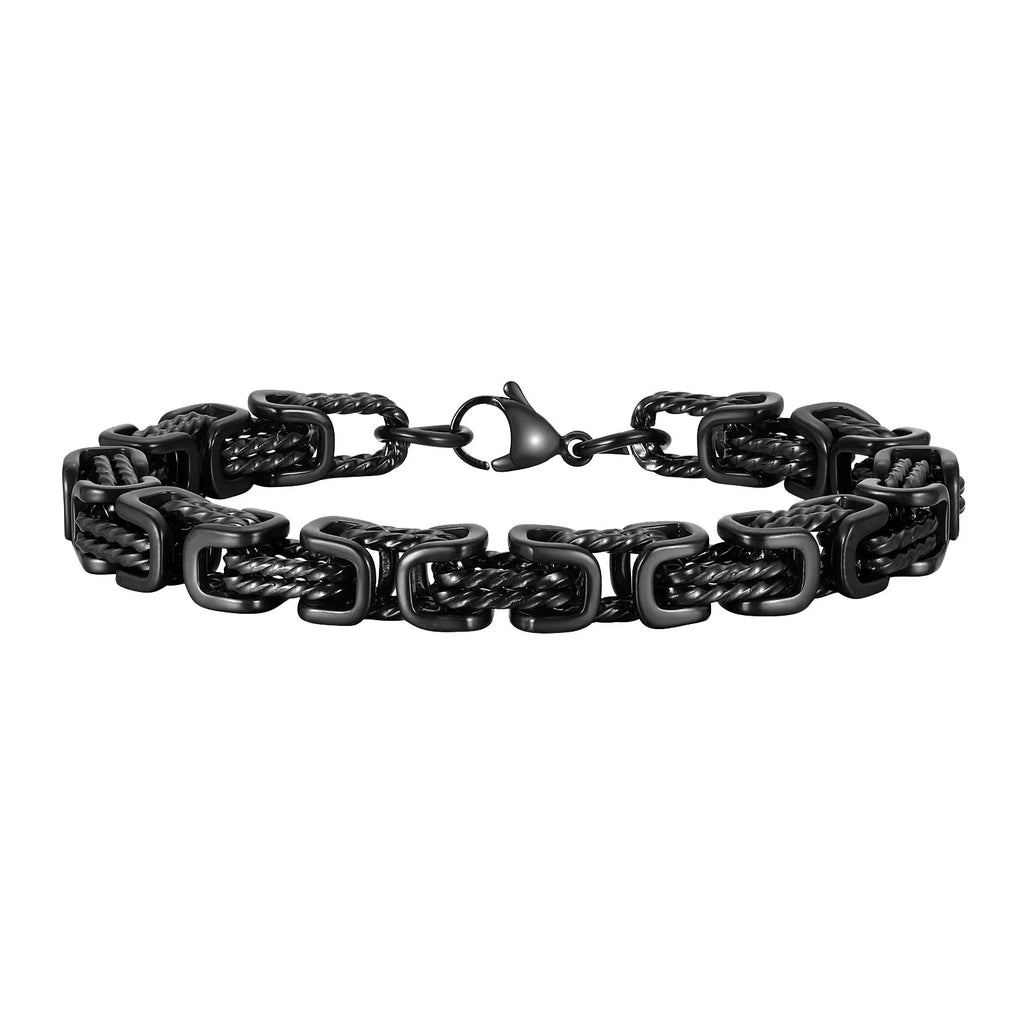 Stainless Steel Byzantine Bracelet for Men - Vintage Style Bold Square Links