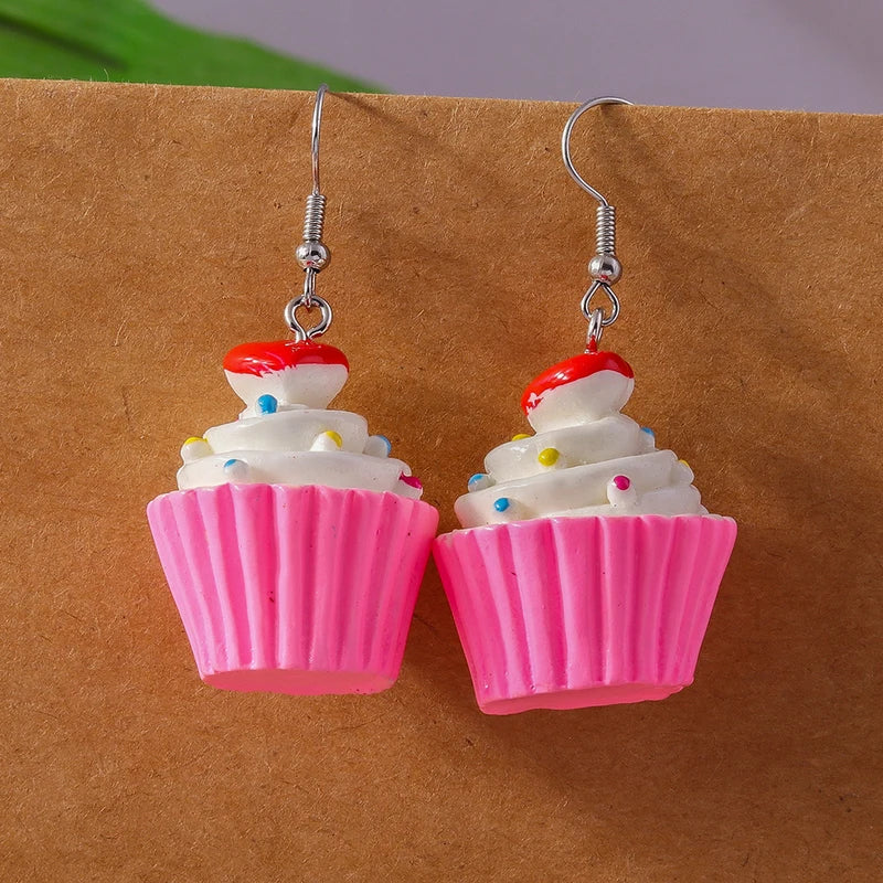Cute Resin 3D Cake Earrings for Women Girls - Food Drop Jewelry Gifts