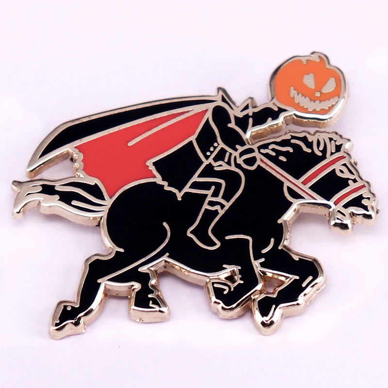 Halloween Enamel Pin Headless Horseman Ghost Badge Lapel Pin Jewelry