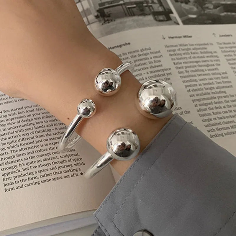 Sterling Silver Geometric Bracelet for Women Handmade Minimalist Jewelry Gift