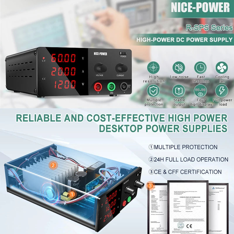 Adjustable Laboratory Power Supply 60V 20A Digital Bench Power Source