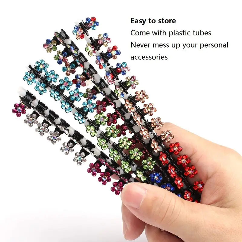 12pcs Colorful Glitter Flower No-Slip Metal Hair Claws for Girls