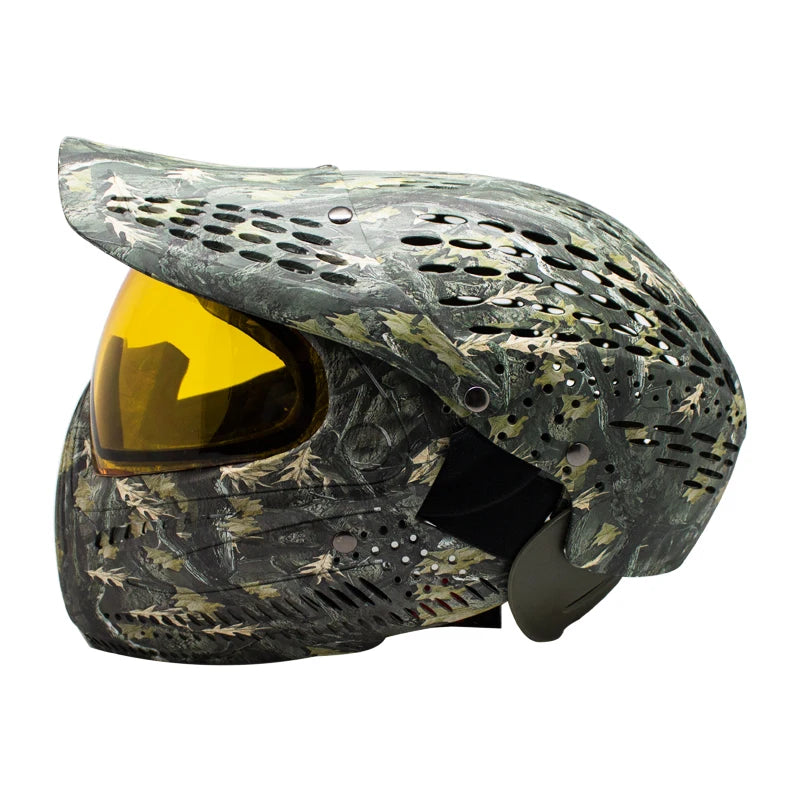 Paintball Mask Full Coverage Helmet with Camo Leaves Design – Safety Face Protector