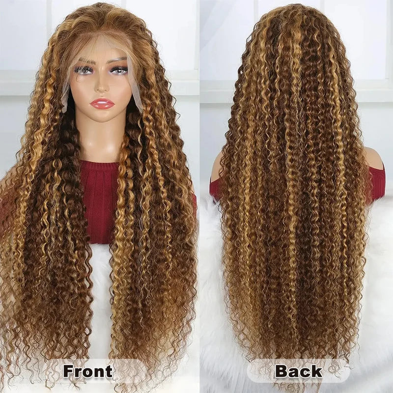 Deep Wave Human Hair Wigs 13x6 HD Lace Front Wig for Women - Honey Blonde