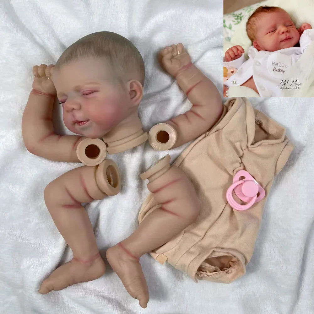 18-Inch Reborn Doll Kit with Hand-Painted Hair and Cloth Body - Unassembled Baby Doll Parts