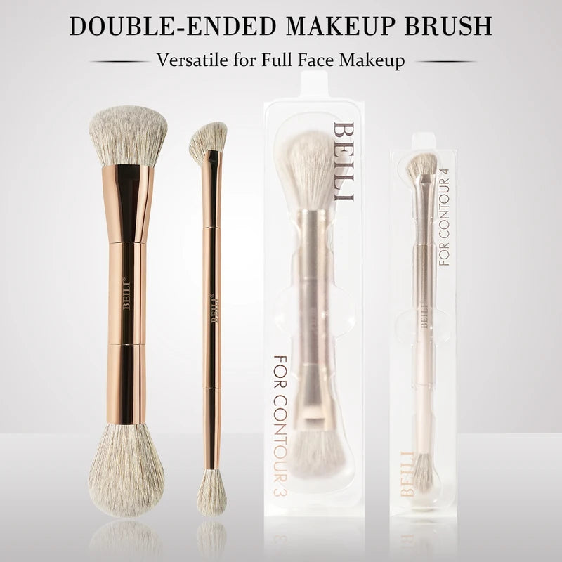 Double-Sided Makeup Brush Set for Foundation, Blush, Contour & Eye Shadow