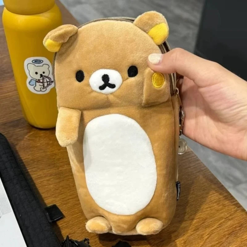 Cute Rilakkuma Plush Pencil Case Storage Bag for Kids - Cartoon School Stationery