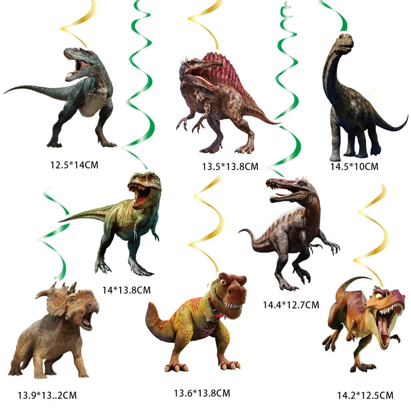 Dinosaur Birthday Party Decorations Set with Banner and Hanging Swirls - Kids Party Supplies