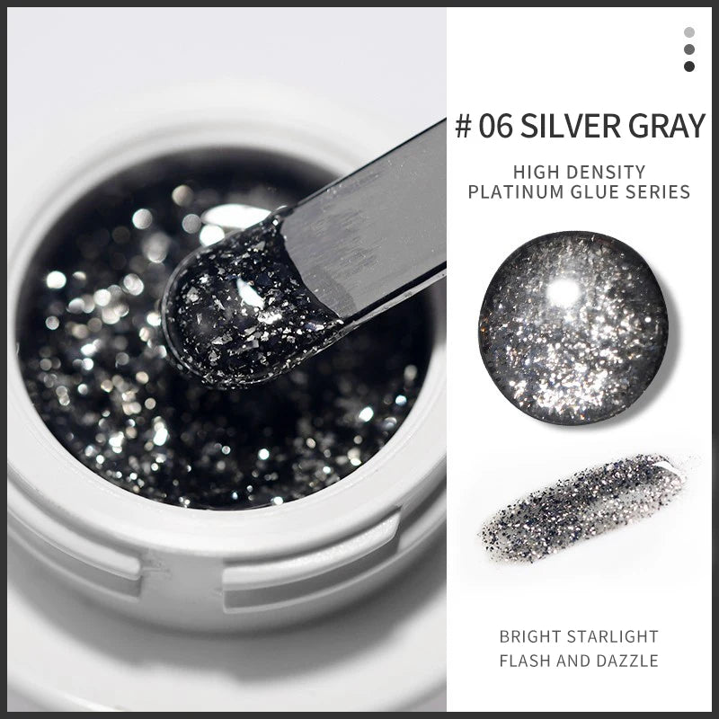 Reflective Glitter Gel Nail Polish Top Coat for Nail Art - 5ml Jar