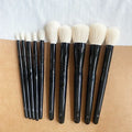10-Piece Makeup Brush Set with Natural Goat Hair for Face, Eyes, Highlight & Contour