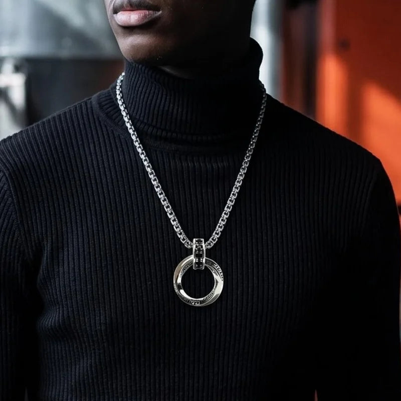 Sterling Silver Necklace Pendant for Women & Men Vintage Hip Hop Jewelry Gift