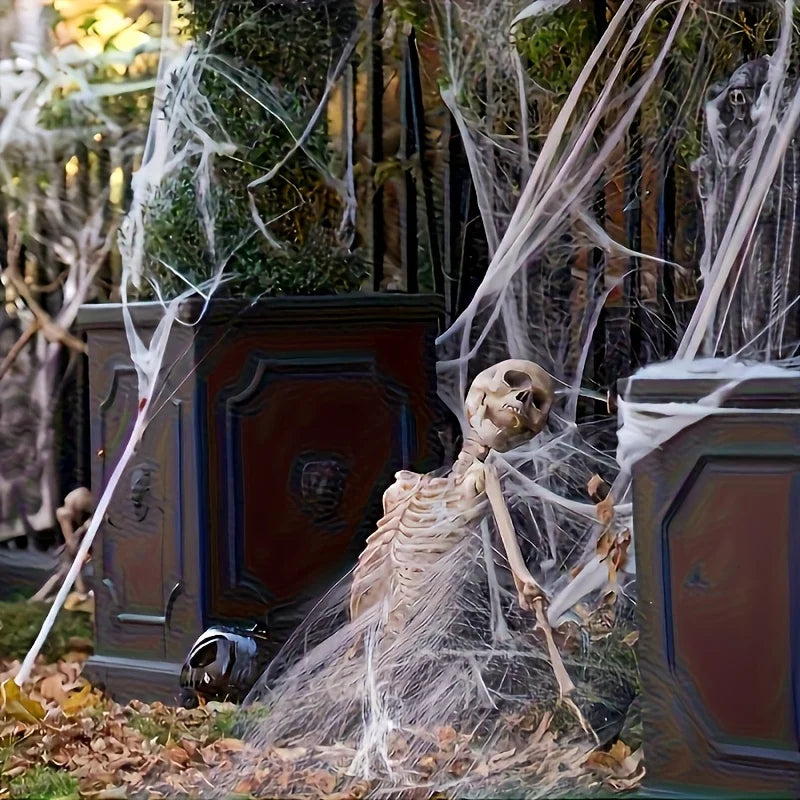 Halloween Artificial Stretchy Spider Web Cobweb with Spiders for Haunted House Decor