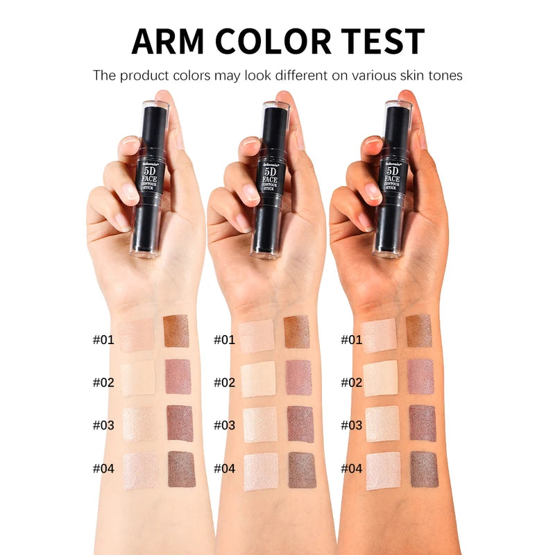 Dual Head Contour Highlighter Stick for Face Sculpting Waterproof Long-Lasting Makeup