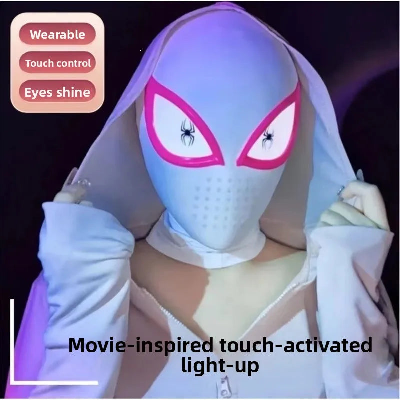1:1 Life Size LED Superhero Mask Full Face Cosplay Helmet with Light Up Eyes