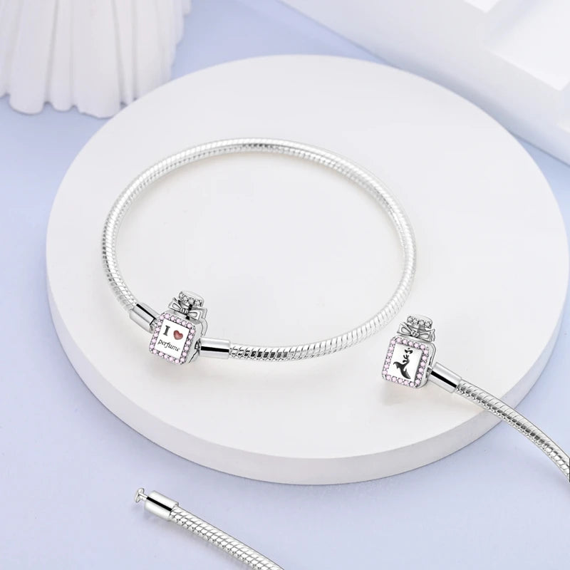 Sterling Silver Beaded Bracelet for Women with Heart and Butterfly Charms