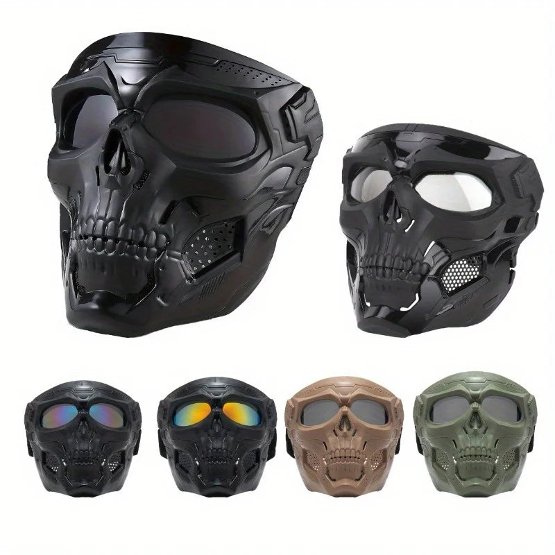 Skull Design Halloween Cosplay Costume with Adjustable Strap & Side Pockets