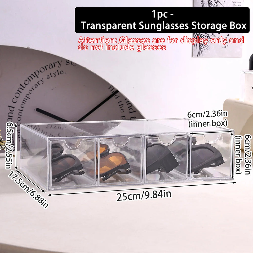 Multifunctional Transparent Acrylic Storage Box for Glasses Jewelry Stationery Drawer Organizer