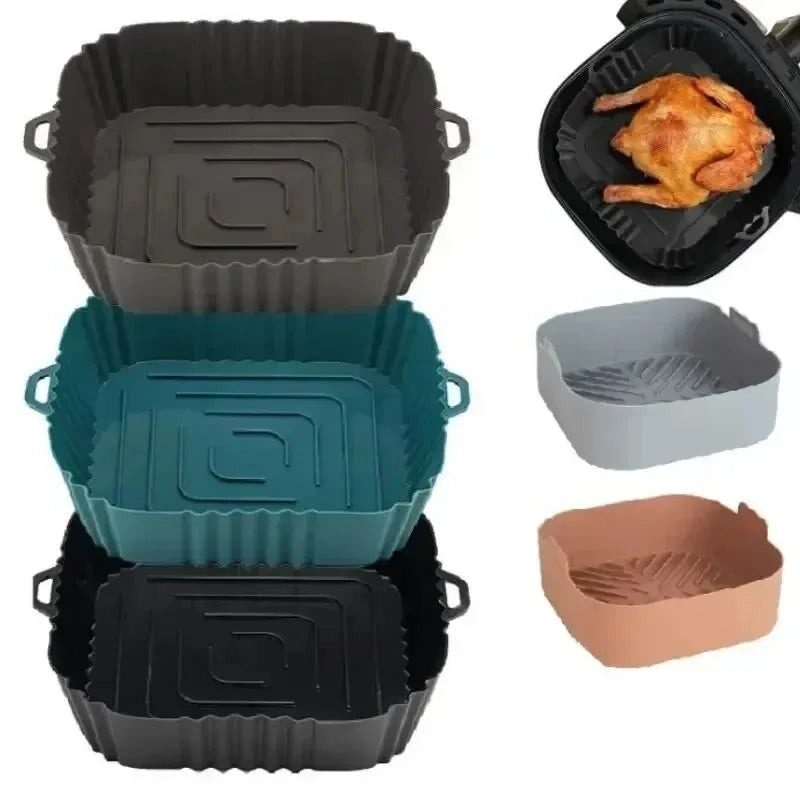 Silicone Air Fryer Basket Reusable Non-Stick Pan for Baking & Cooking