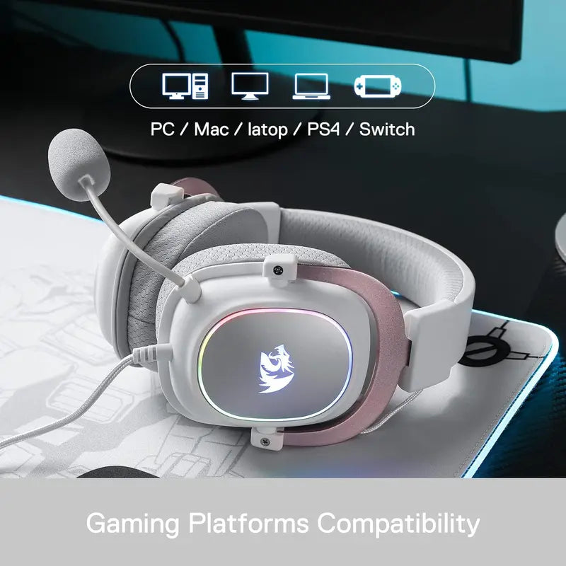 Gaming Headset RGB Backlit Wired 7.1 Surround Sound Over-Ear Headphones