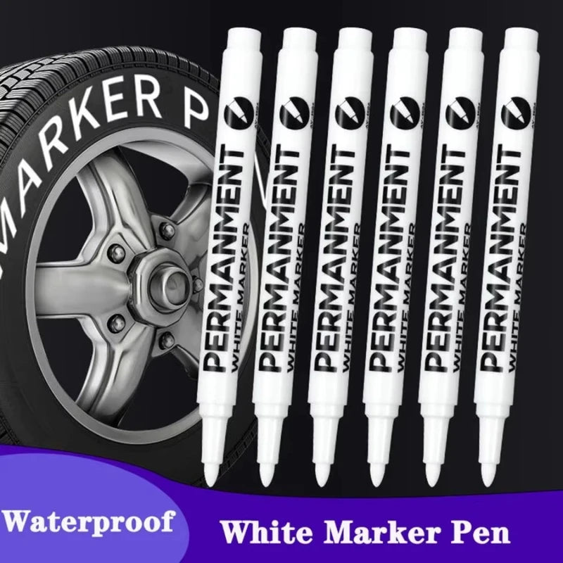 Waterproof White Paint Marker Set - Fine Tip Oil-Based Acrylic Pen for Art & Crafting