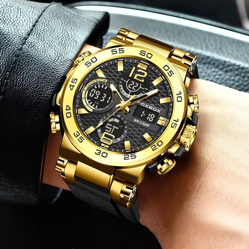 Men's Waterproof Sport Diver Watch with Luminous Hands & Stainless Steel Case