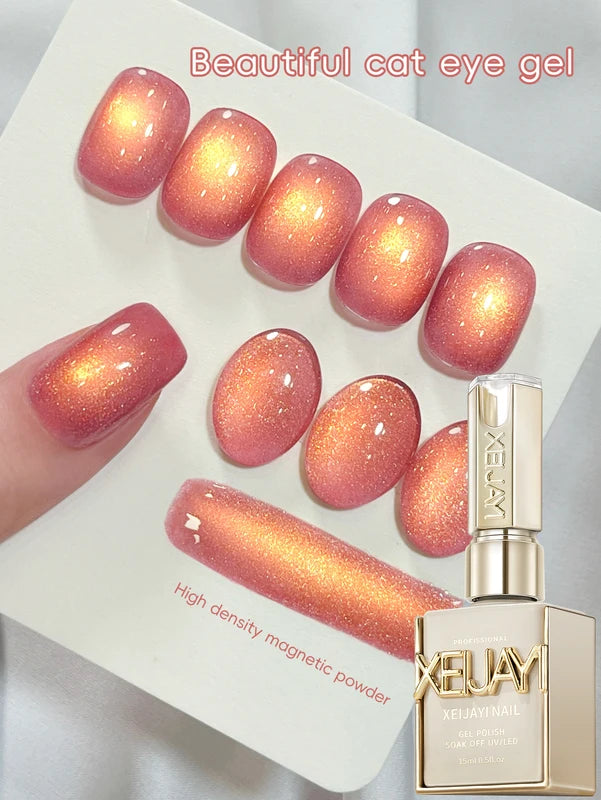 Pink Cat Eye Nail Gel Polish 15ML Semi-Permanent UV LED Nail Art for Women
