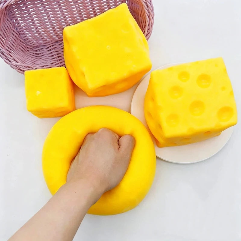 Giant Cheese Squeeze Toy - Extra Large Size Squishy Fidget Ball for Adults