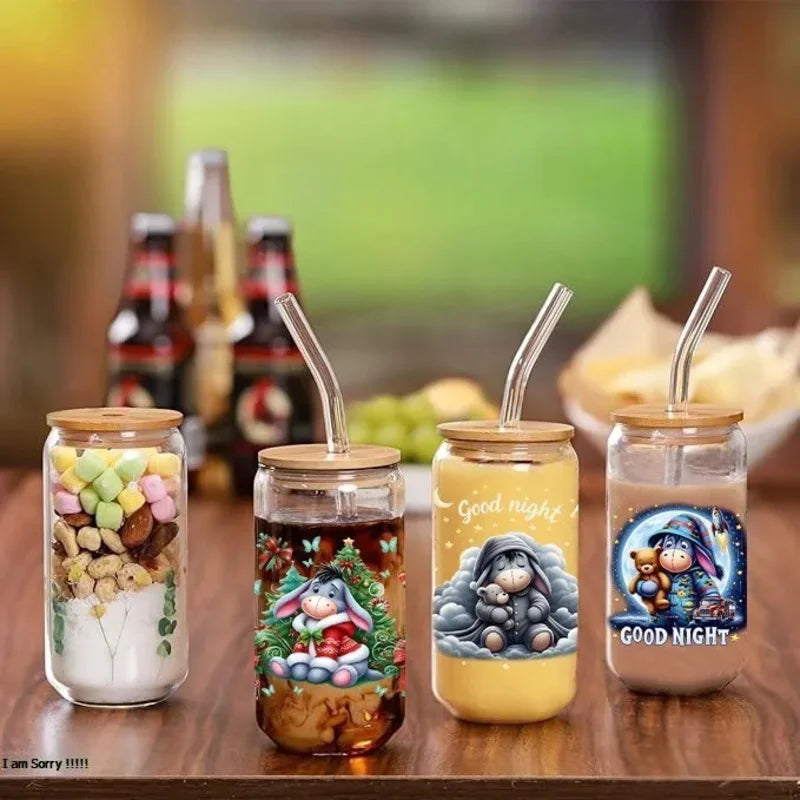 Kids Cartoon Eeyore Pooh Family UV Decals for Tumblers - 3D DTF Stickers