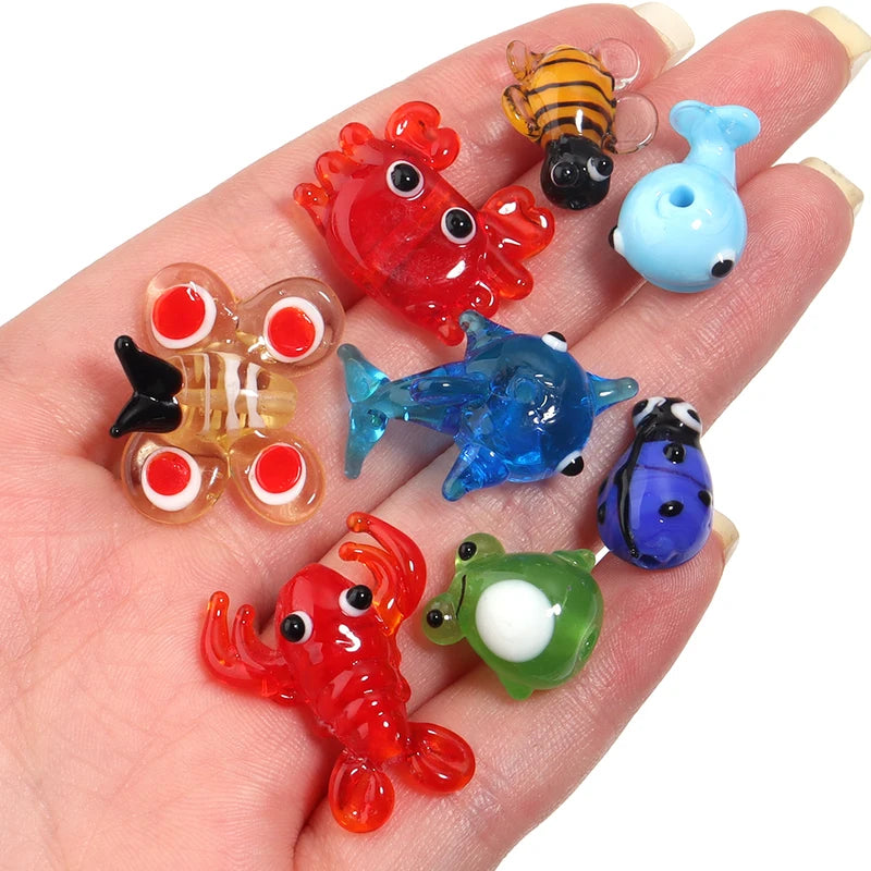 Cartoon Animal Glass Beads for Jewelry Making - 2-10pcs Loose Spacer Beads