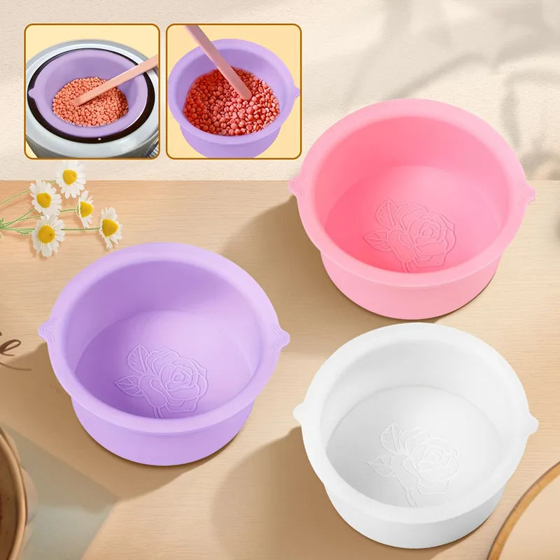 Reusable Wax Warmer Silicone Bowls for Hair Removal - Heat-Resistant Pot with Color Options