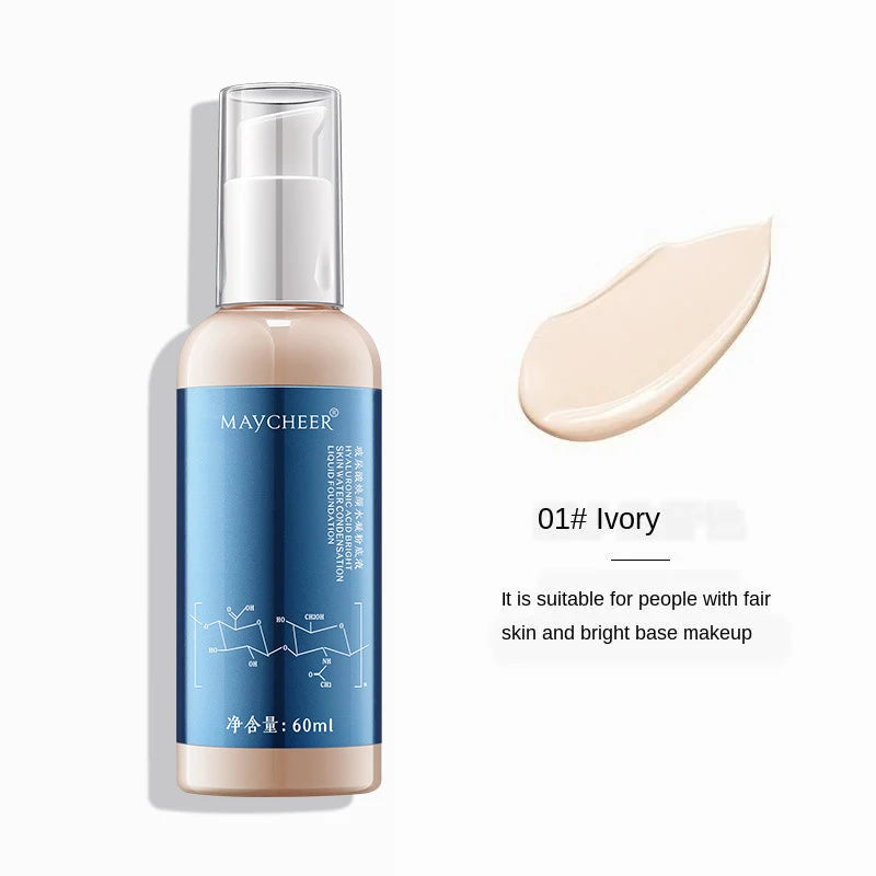 Hydrating Liquid Foundation with Hyaluronic Acid - Brightening & Concealer for Dry Skin, 60ML