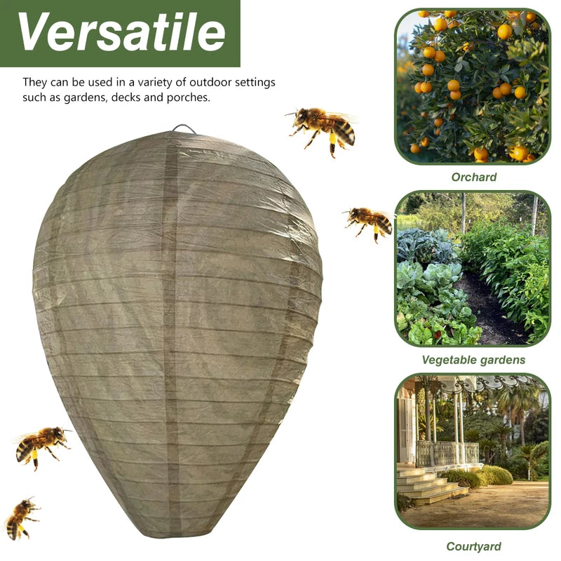 Outdoor Wasp Nest Decoy - Realistic Fake Hornet Trap for Garden & Patio