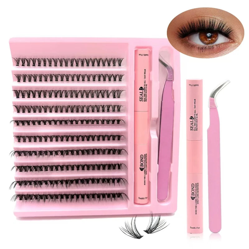 DIY False Eyelash Clusters Kit with Lash Bond, Seal & Applicator - Multiple Colors