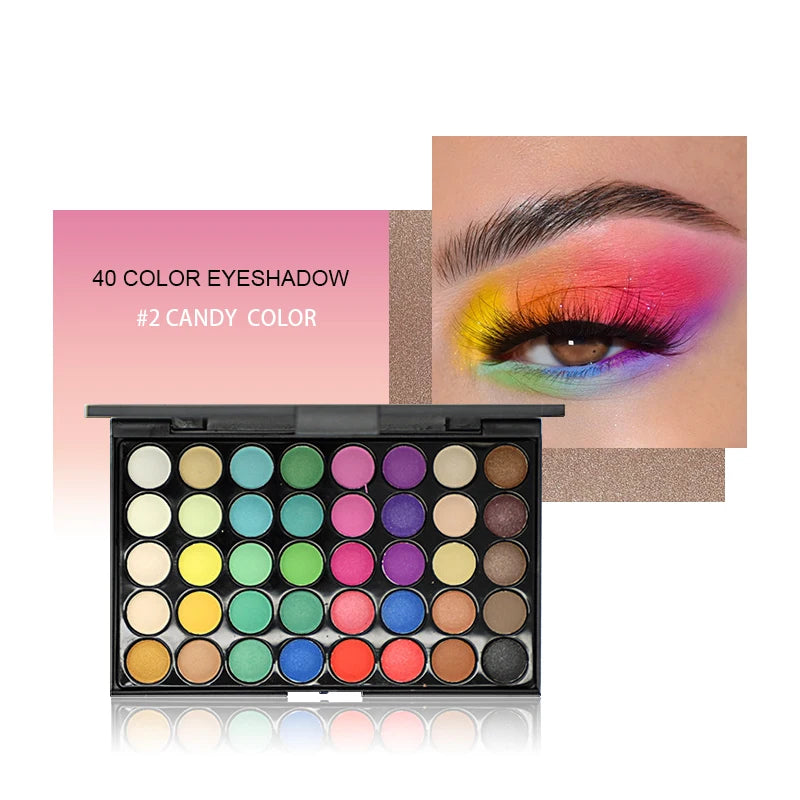 40 Color Eyeshadow Palette - Matte & Shimmer, Vibrant Nude and Chocolate Shades