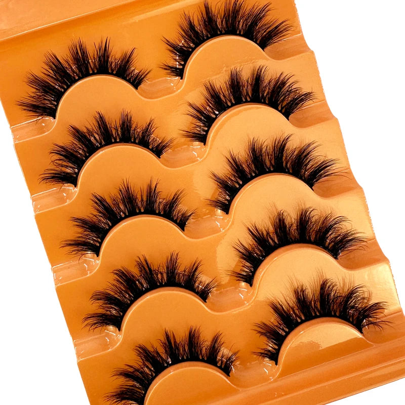Fake Eyelashes 5D Fluffy Faux Mink Lashes Long Wispy Volume Strip Eyelash Pack