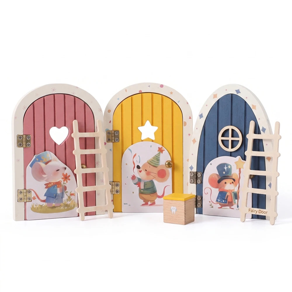 Mini Fairy Elf Door Toy Dollhouse Wooden Home Decor - Baby Room Wall Ornament