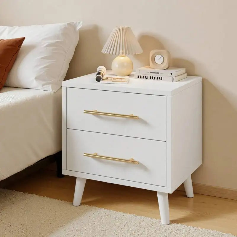 Modern Nightstand Bedside Table with 2 Drawers for Bedroom, Christmas Decor